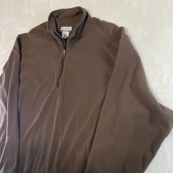Columbia Mens XXL Long Sleeve Quarter Zip Mock Neck Outdoor Sweater Brown 2XL - Picture 2 of 10